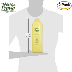 Heno de Pravia gel douche bouteille originale, design élégant et prise en main facile.