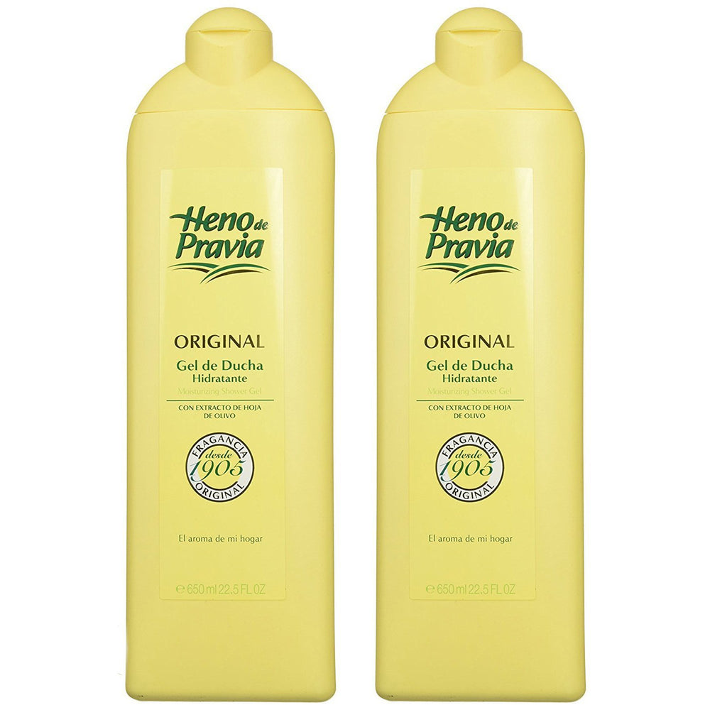 Heno de Pravia gel douche pack deux, pratique pour la routine quotidienne.