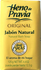Savon Original Heno de Pravia, emballage élégant, signe d'une douceur naturelle pour la peau.