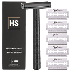Rasoir Henson Shaving noir ébène sur emballage, pratique et durable pour vos routines.