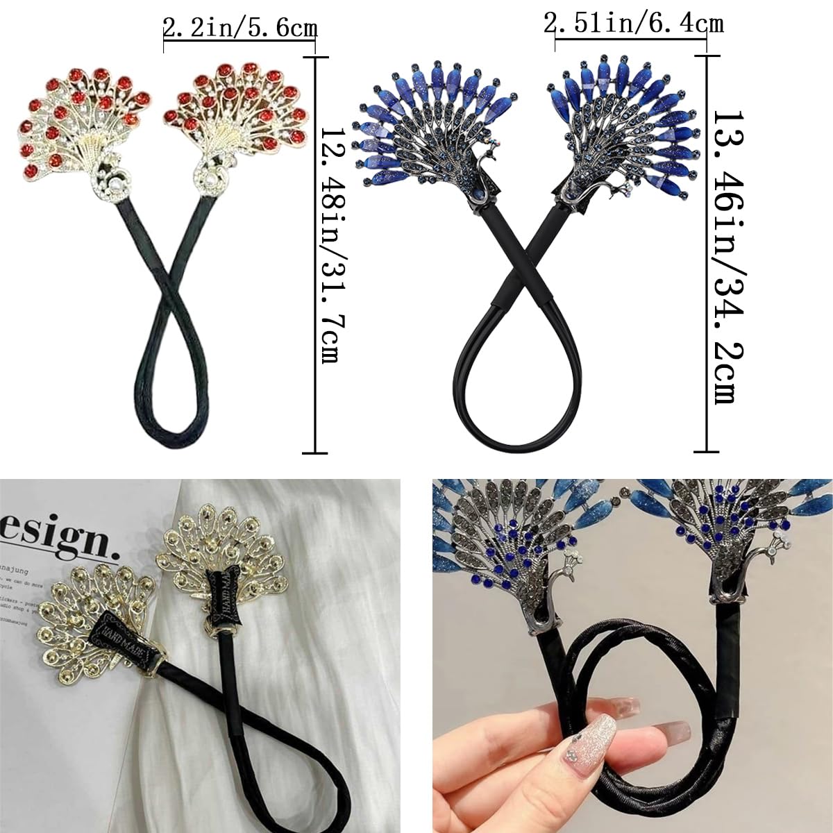 Pinces chignon paon strass Heogacinlia assurant un maintien durable.