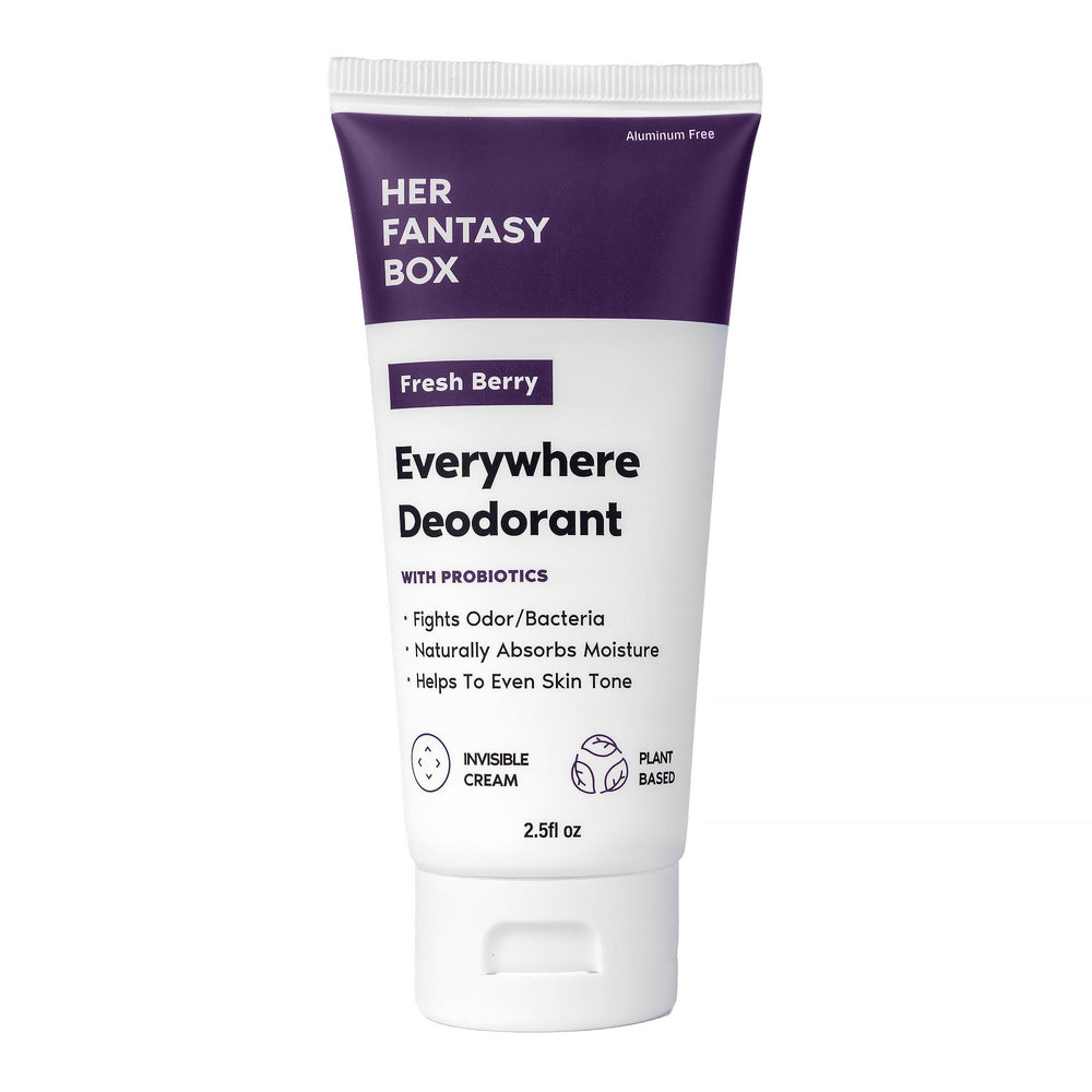 Her Fantasy Box Déodorant, bouteille framboise, fraîcheur durable toute la journée.