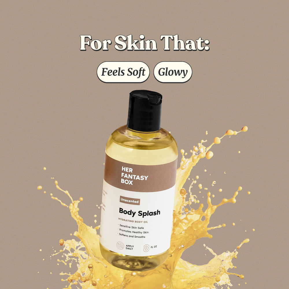 Her Fantasy Box Goutte d huile versée, hydratation durable sans gras