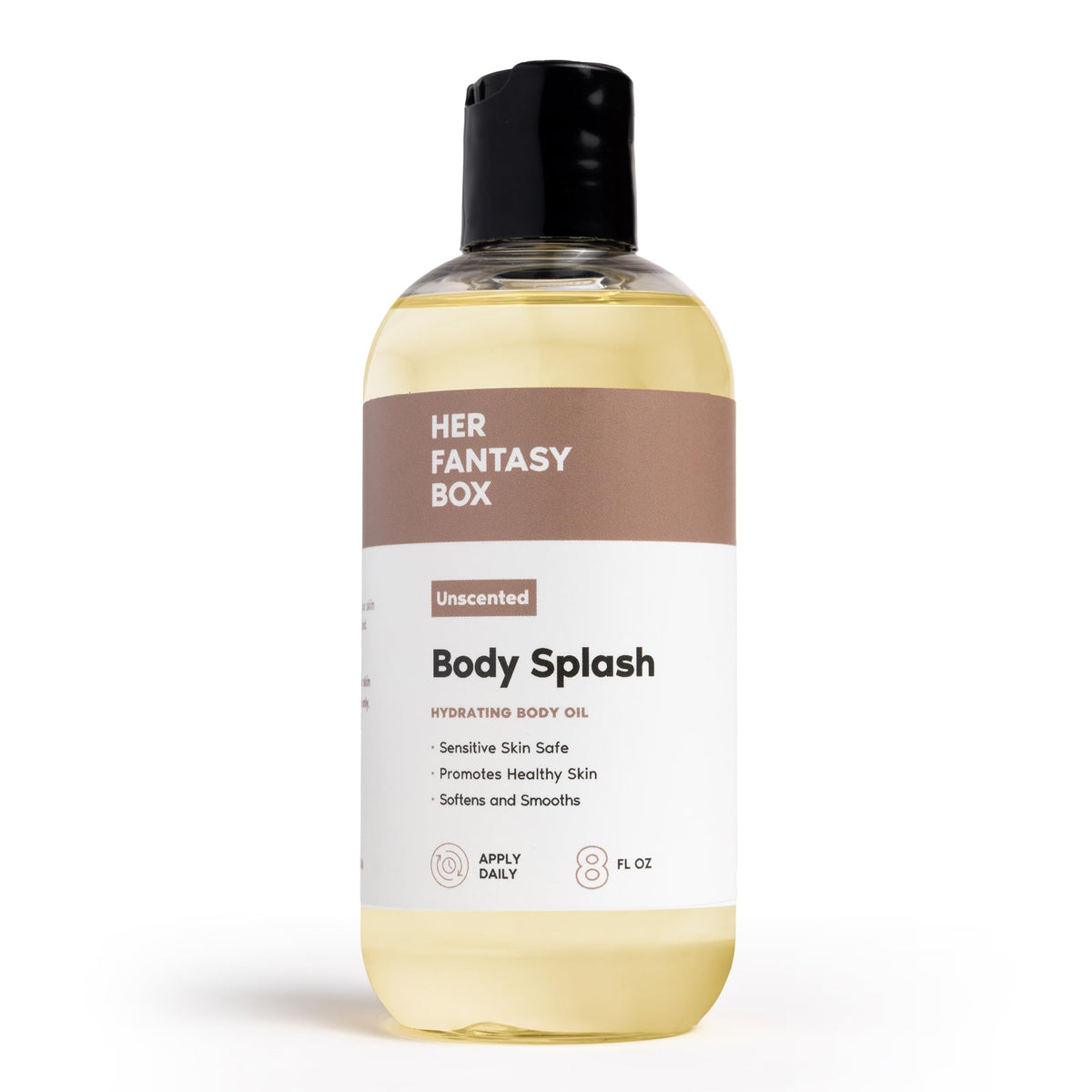 Her Fantasy Box Huile corps hydratante en bouteille, peau douce et nourrie