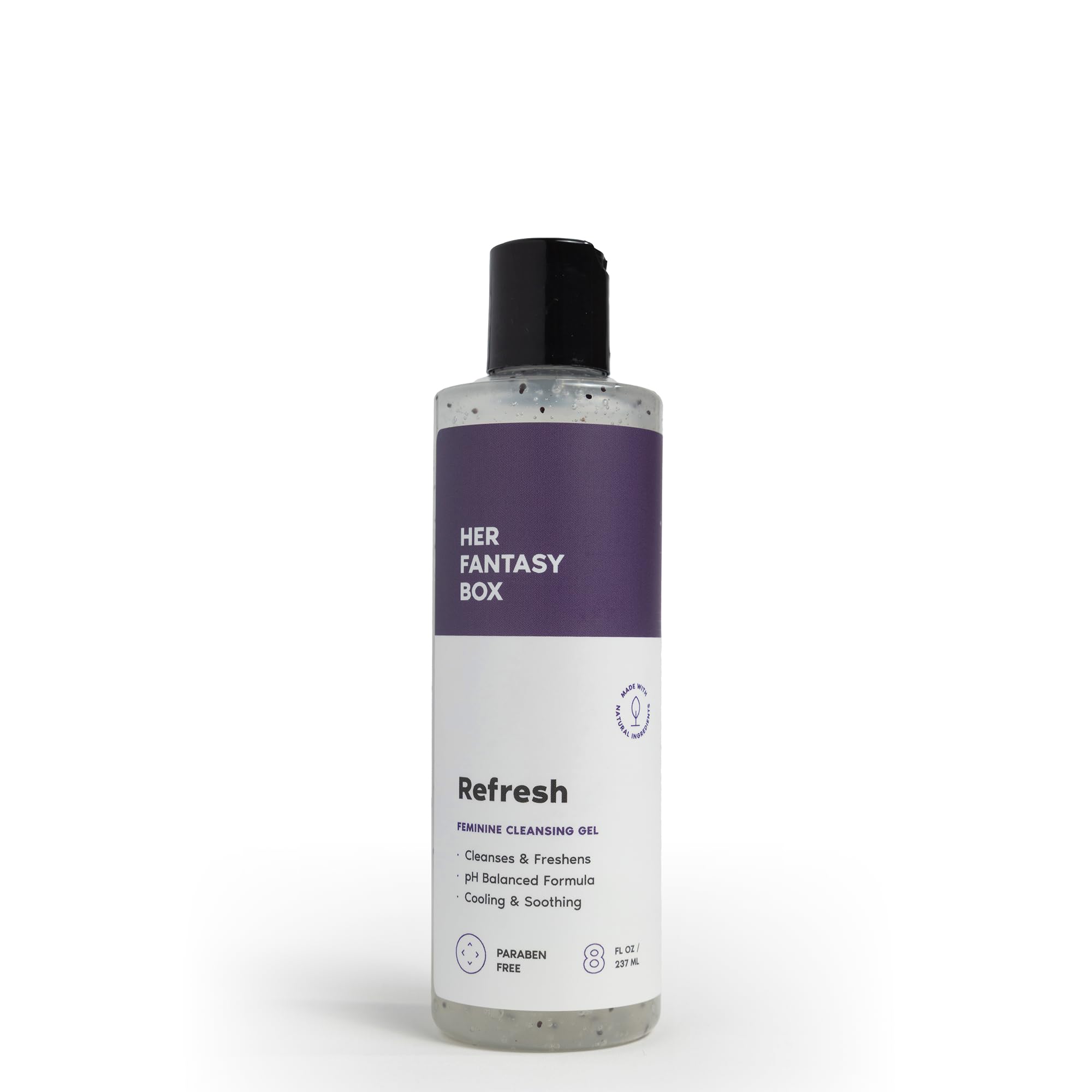 Her Fantasy Box Refresh bottle pour shows a cooling daily cleanse
