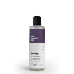 Her Fantasy Box Refresh bottle pour shows a cooling daily cleanse