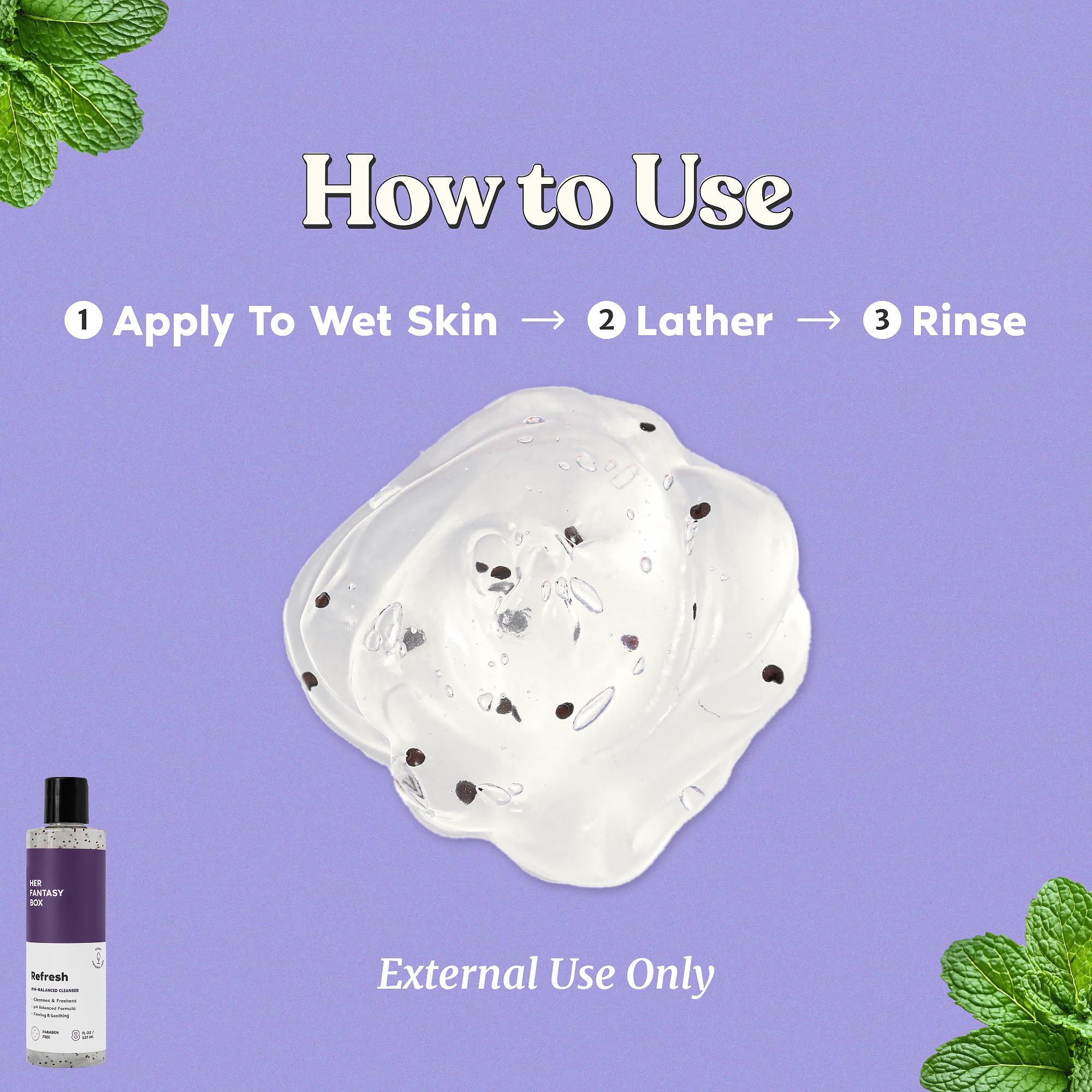 Her Fantasy Box Refresh ingredient list on label emphasizes natural ingredients