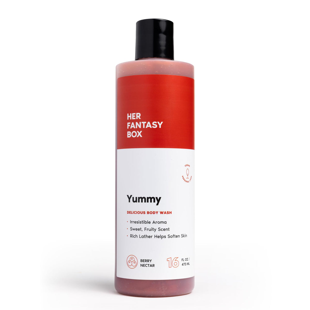 Her Fantasy Box Yummy – Bouteille élégante et parfum fruité, pour une expérience douche gourmande.