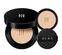 HERA Cushion Noir 15 g, application légère pour teint homogène.