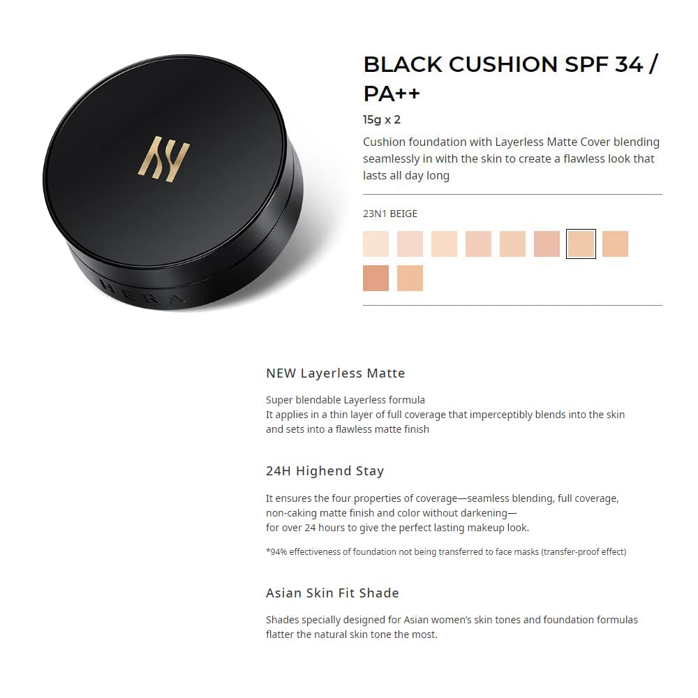 HERA Cushion Noir, application précise pour couvrir petites imperfections.
