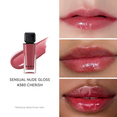 Tube du gloss HERA Sensual Nude Lip Gloss 380 Cherish prêt pour application fluide.