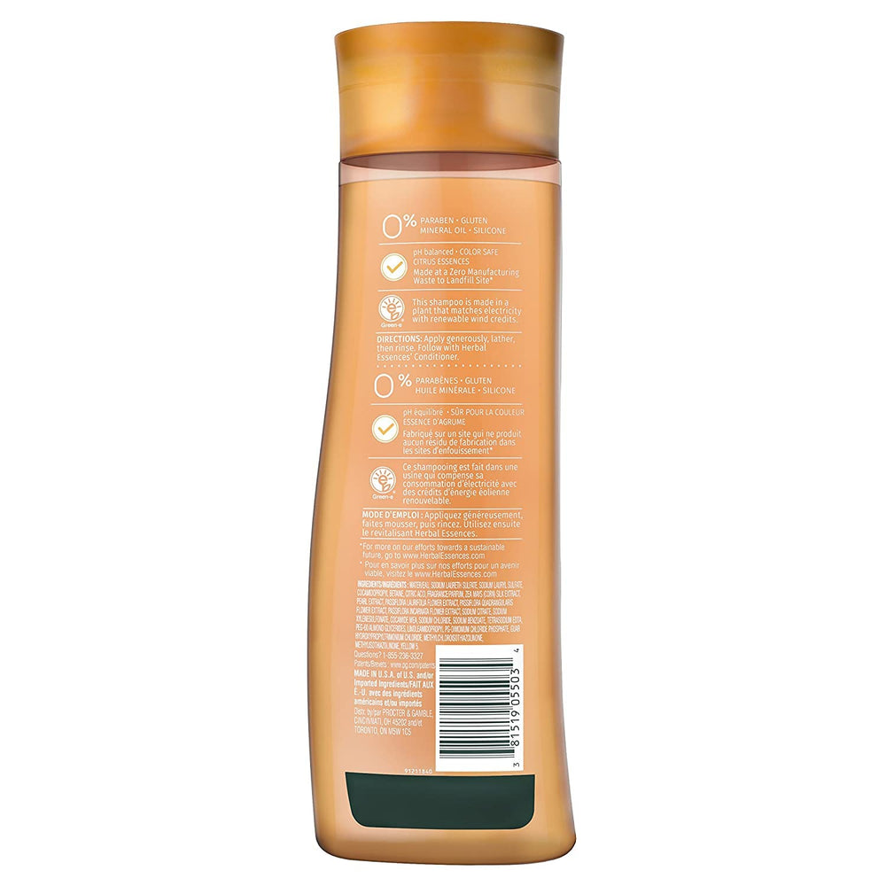 Rinçage clair avec Herbal Essences Body Envy sans résidus detectables.