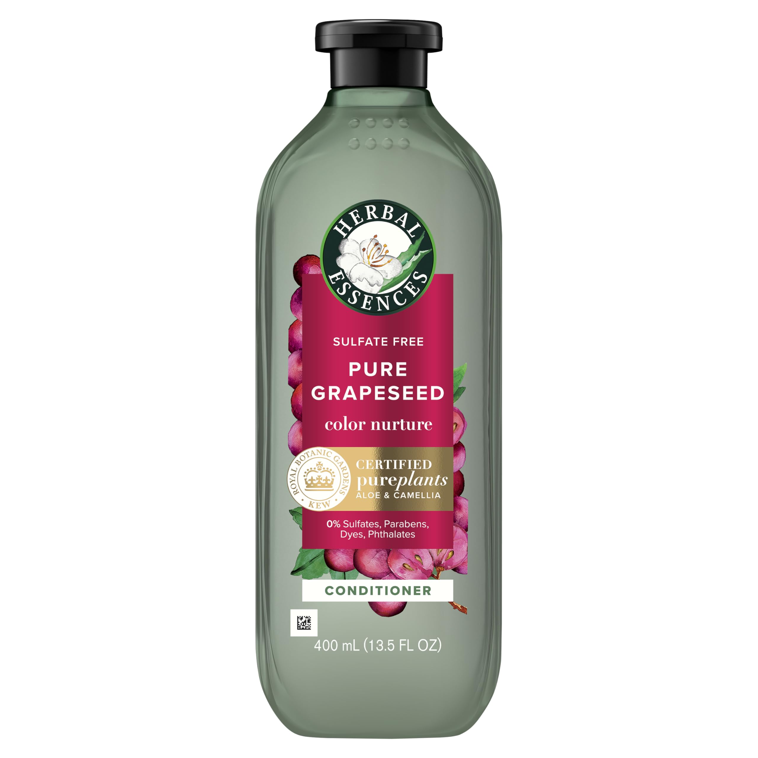 Herbal Essences Grapeseed Color Nurture: bouteille visible, nourrissement léger pour cheveux colorés.