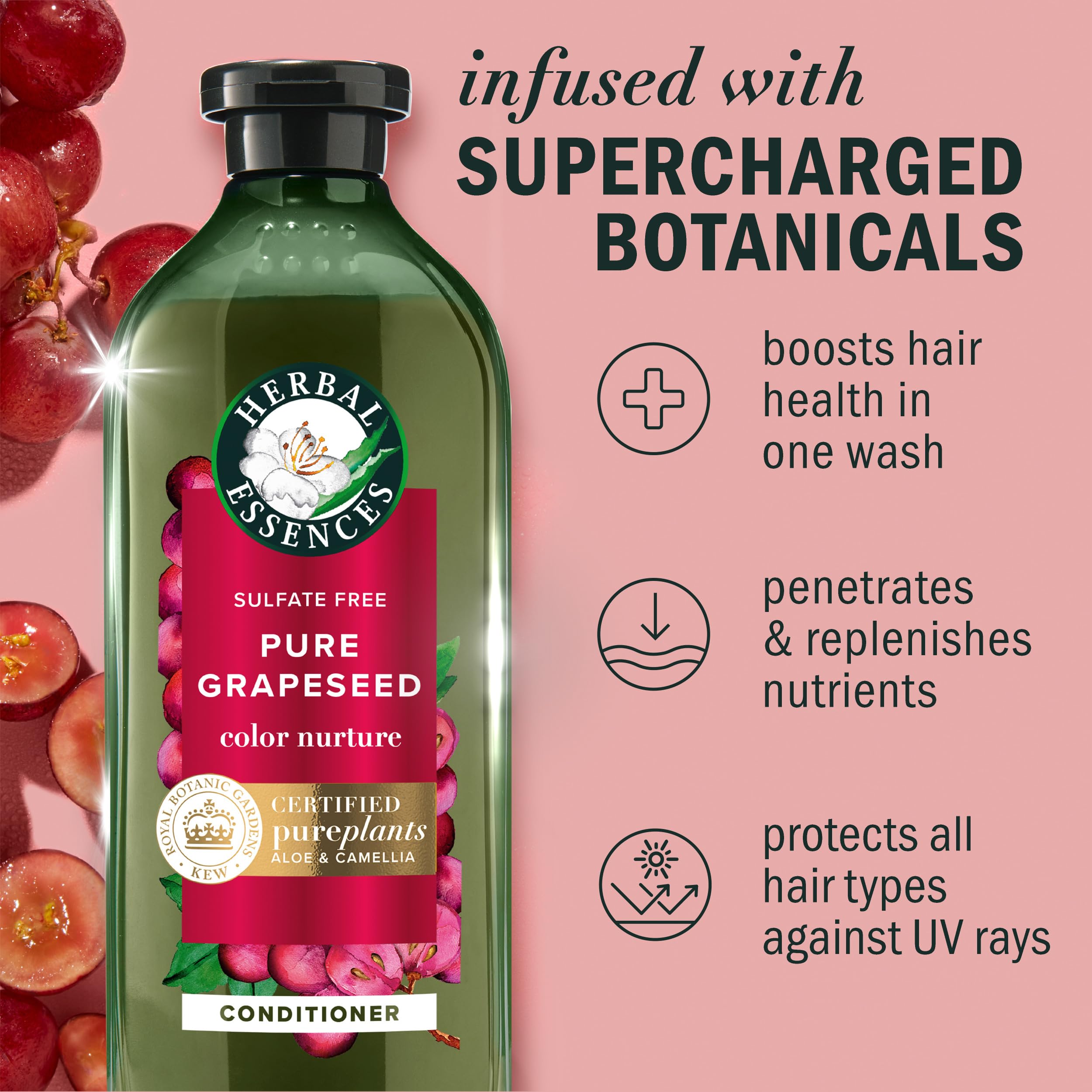 Herbal Essences Grapeseed Color Nurture: parfum fruité et floral subtil dans le soin.