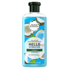 Bouteille Herbal Essences Hello Hydration prête pour la douche, hydratation et parfum coco.
