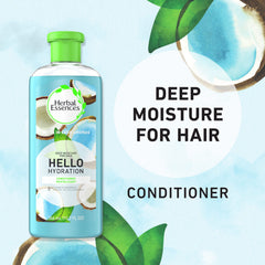 Étiquette claire du conditionneur Hello Hydration avec design élégant