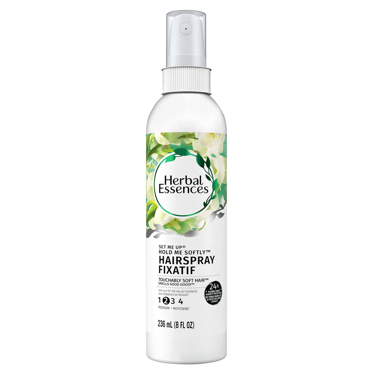 Herbal Essences Set Me Up fixatif en bouteille, maintien léger et parfum lily-valley