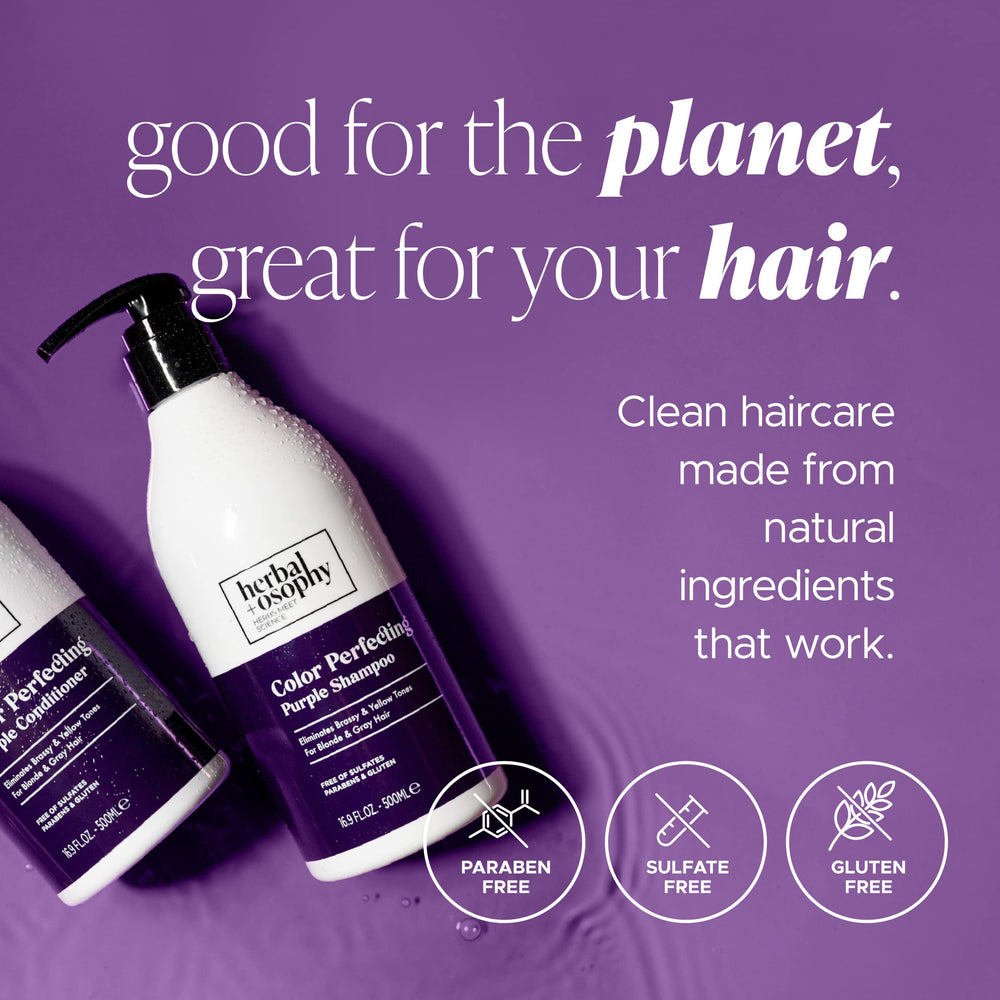 Herbalosophy Équilibre pH capillaire, shampoing et après-shampoing ajustés.