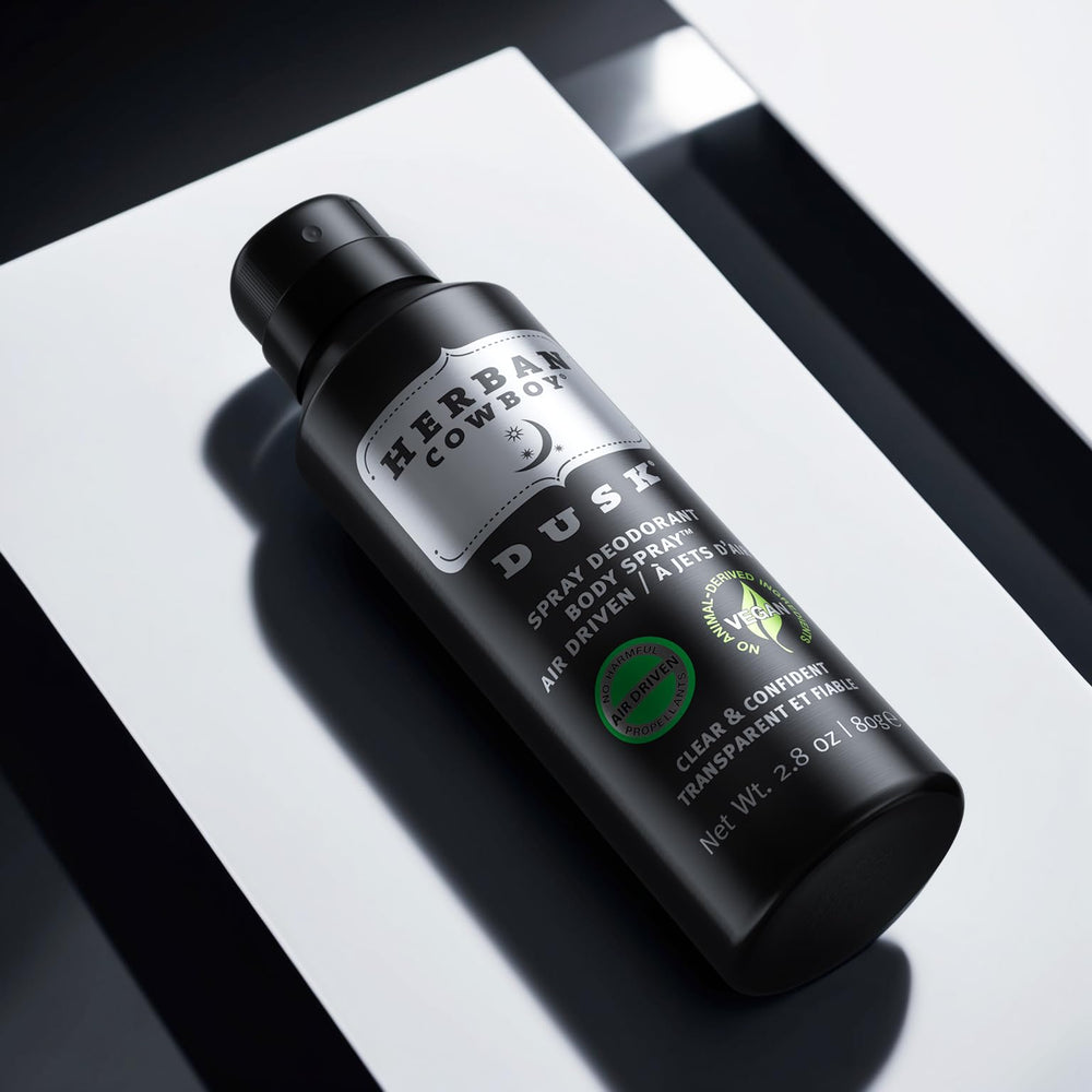 Herban Cowboy Dusk, flacon de 2,8 onces liquides, parfum frais de cèdre et lavande.