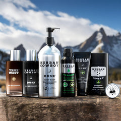 Herban Cowboy Forêt Aloe - étiquette élégante, adaptée à une routine quotidienne.