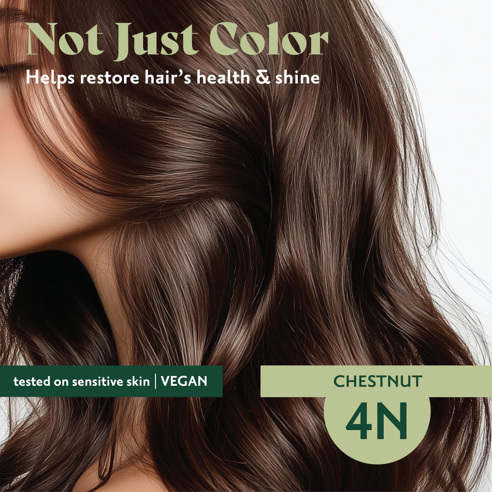 Rendu couleur naturelle et riche avec la teinte 4N Châtain Herbatint.