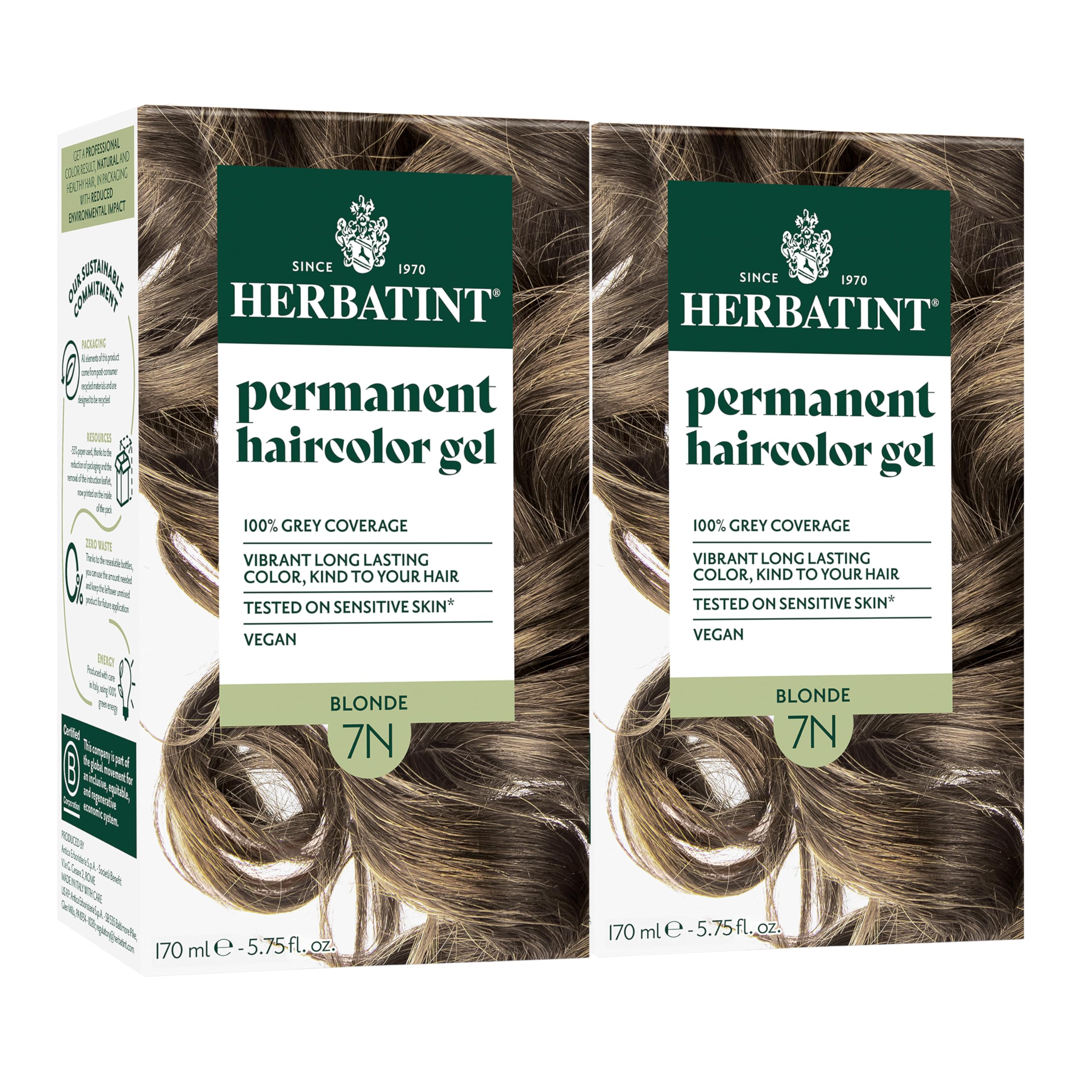 Herbatint 7N Blond – bouteille de coloration avec couverture gris naturelle.