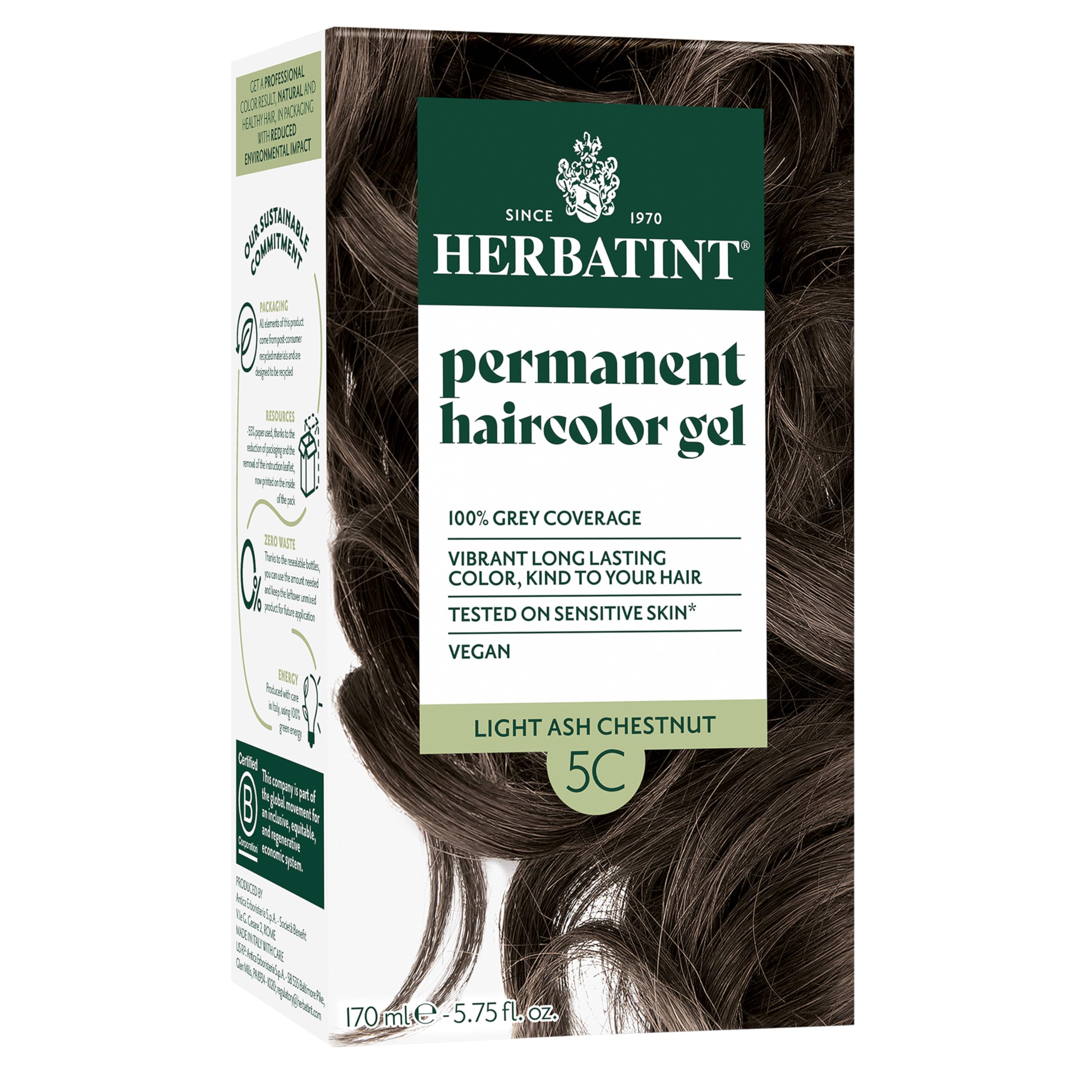 Herbatint bouteille couleur 5C châtain gris clair pour application précise