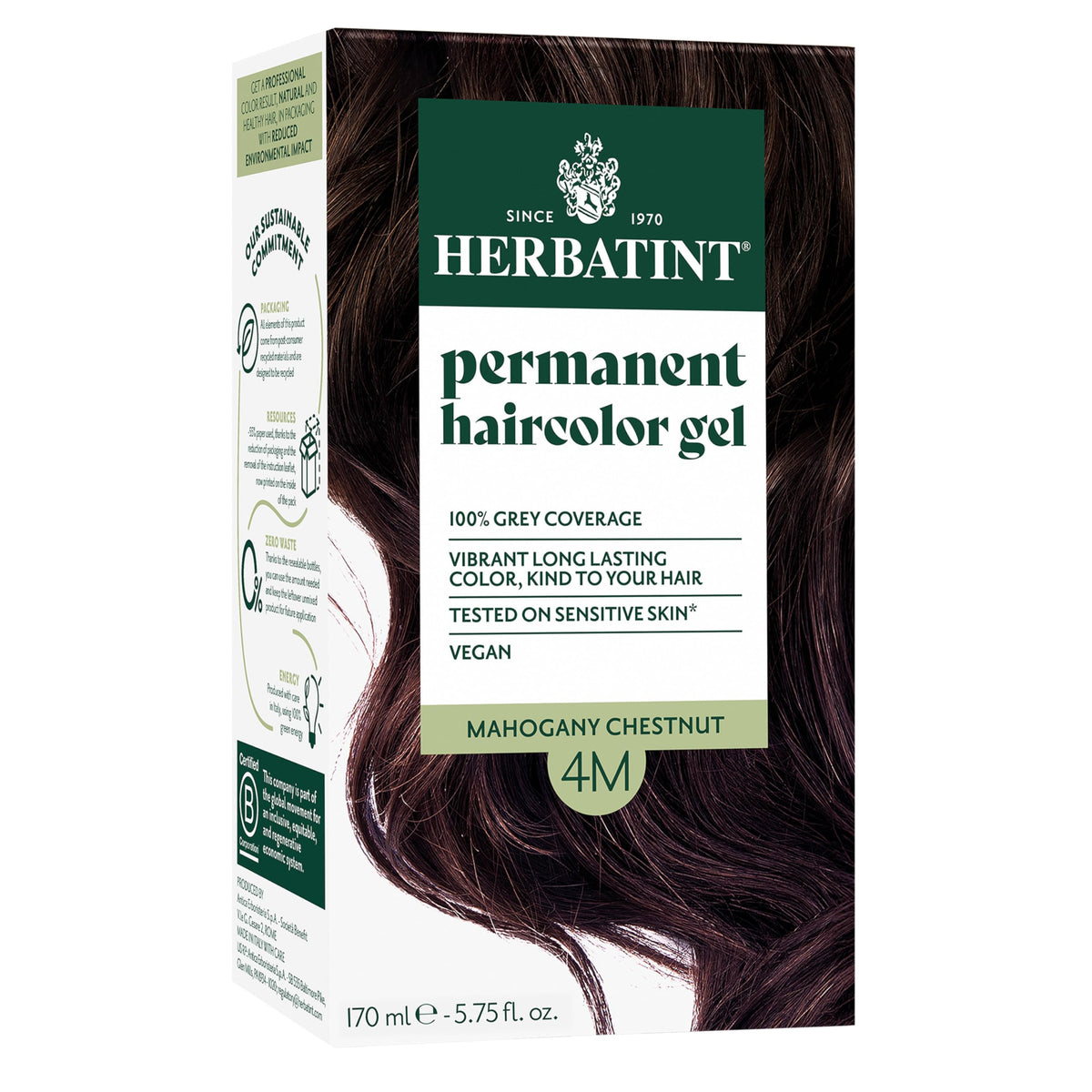 Herbatint couleur permanente Acajou-Châtaigne – bouteille prête à l’application