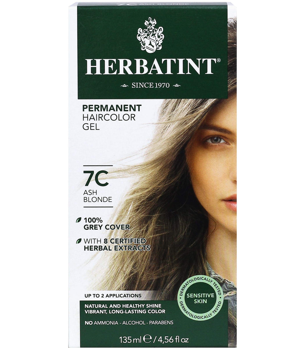 Herbatint gel coloration 7C blond cendré dans une bouteille, couleur naturelle potentielle.