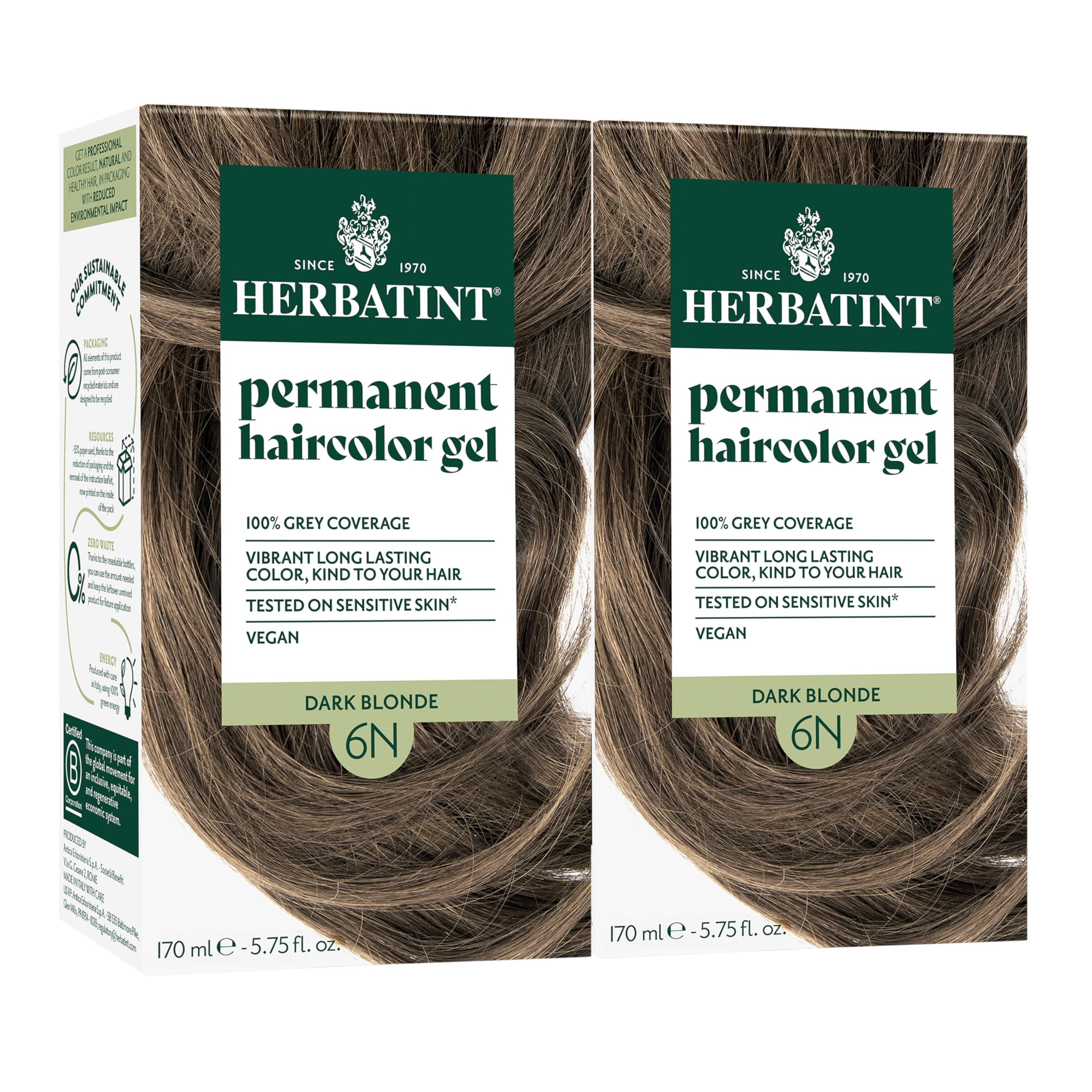 Herbatint 6N Blond Foncé – bouteille prête à l’emploi, couleur homogène potentielle des gris