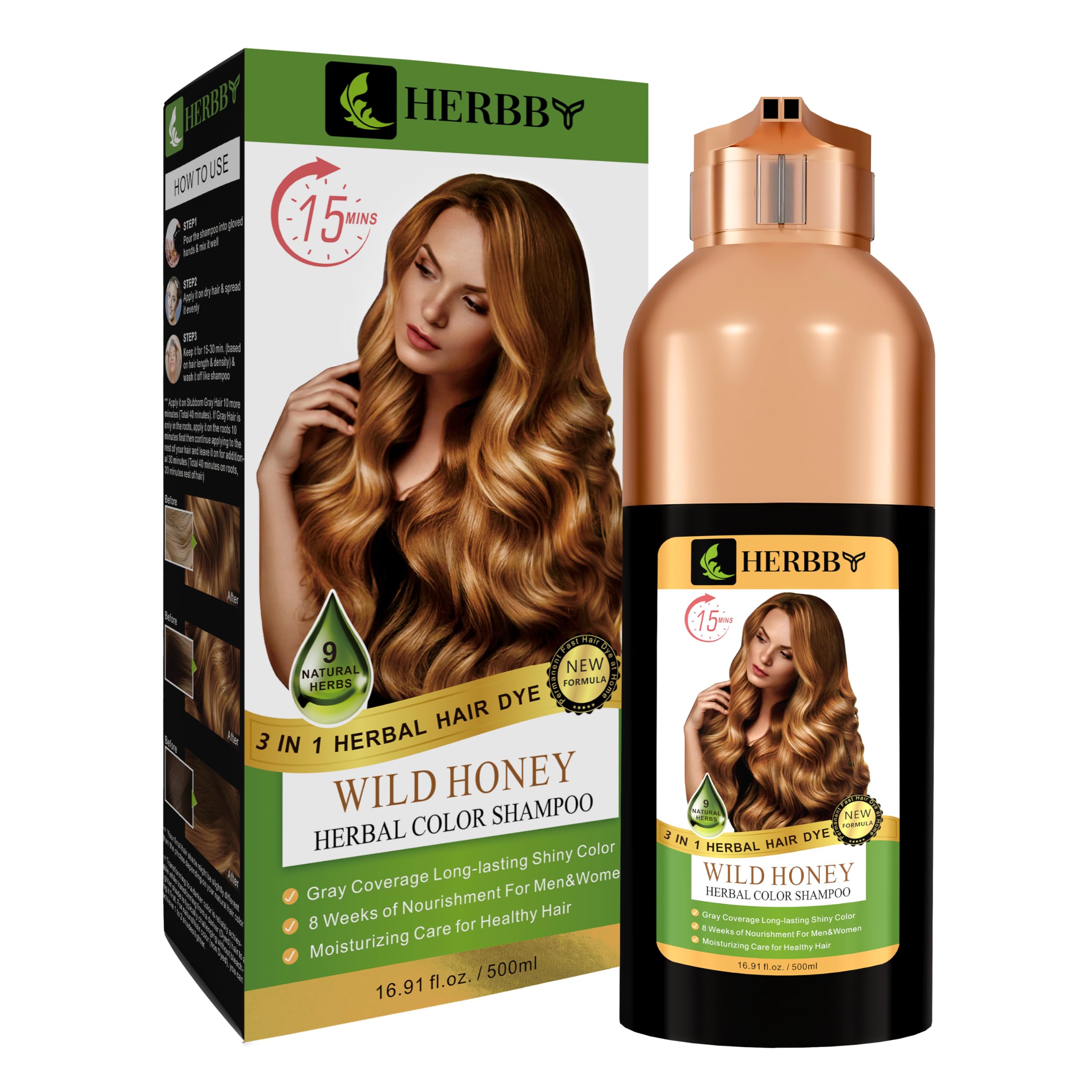 HERBBY Shampoing-temps-pose-15-30min: pose flexible selon la nuance.