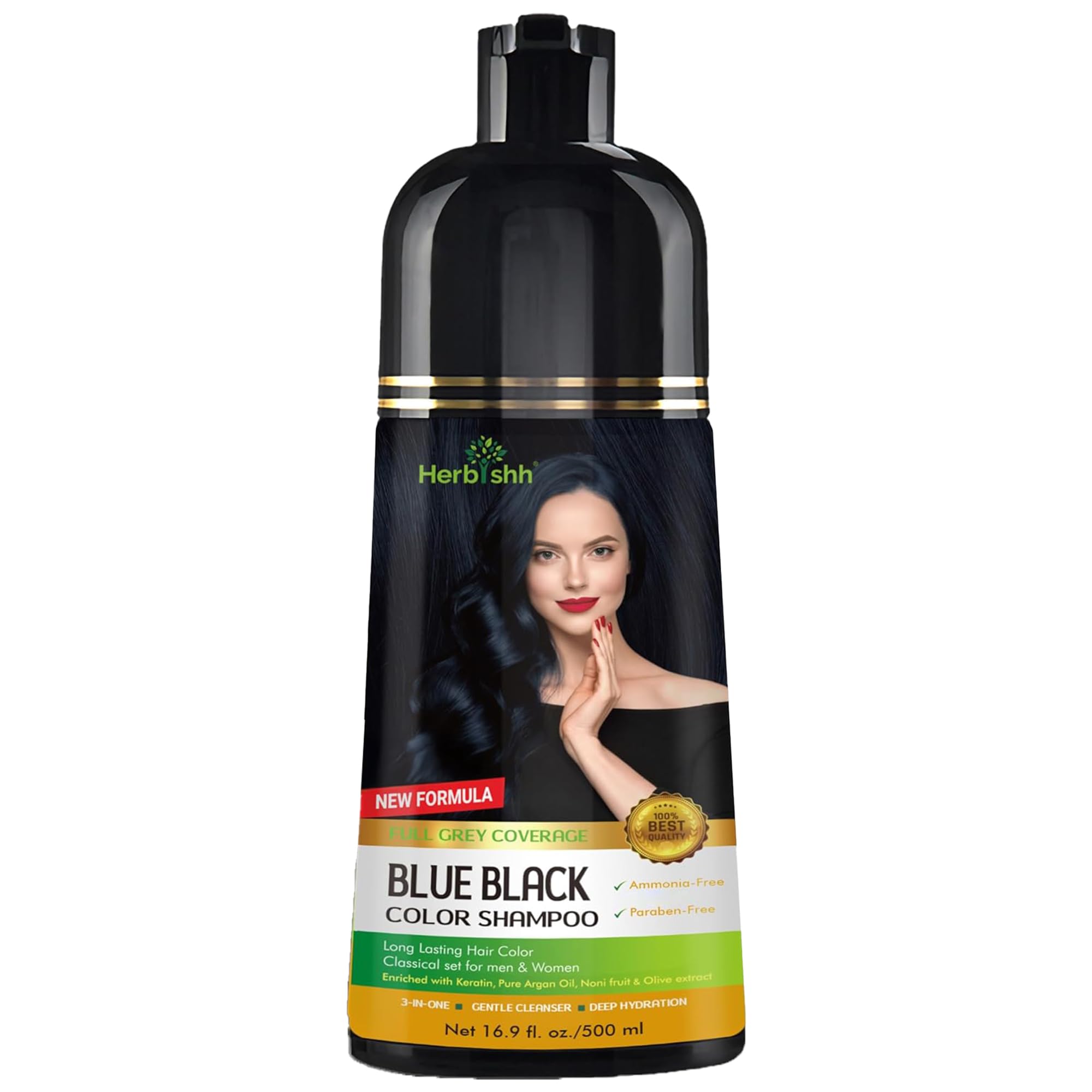 Herbishh Color Shampoo – bouteille 500 ml prête pour une coloration rapide.