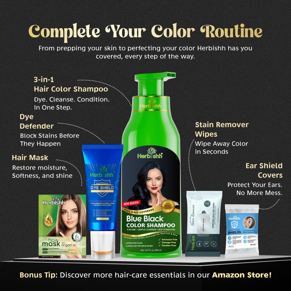 Herbishh Color Shampoo – gamme teintes bleu noir pour un look intense.
