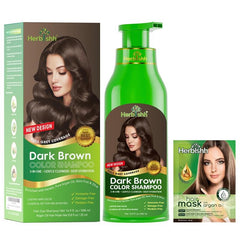 Herbishh Hair Color Shampoo – Bouteille marron foncé: couleur durable.