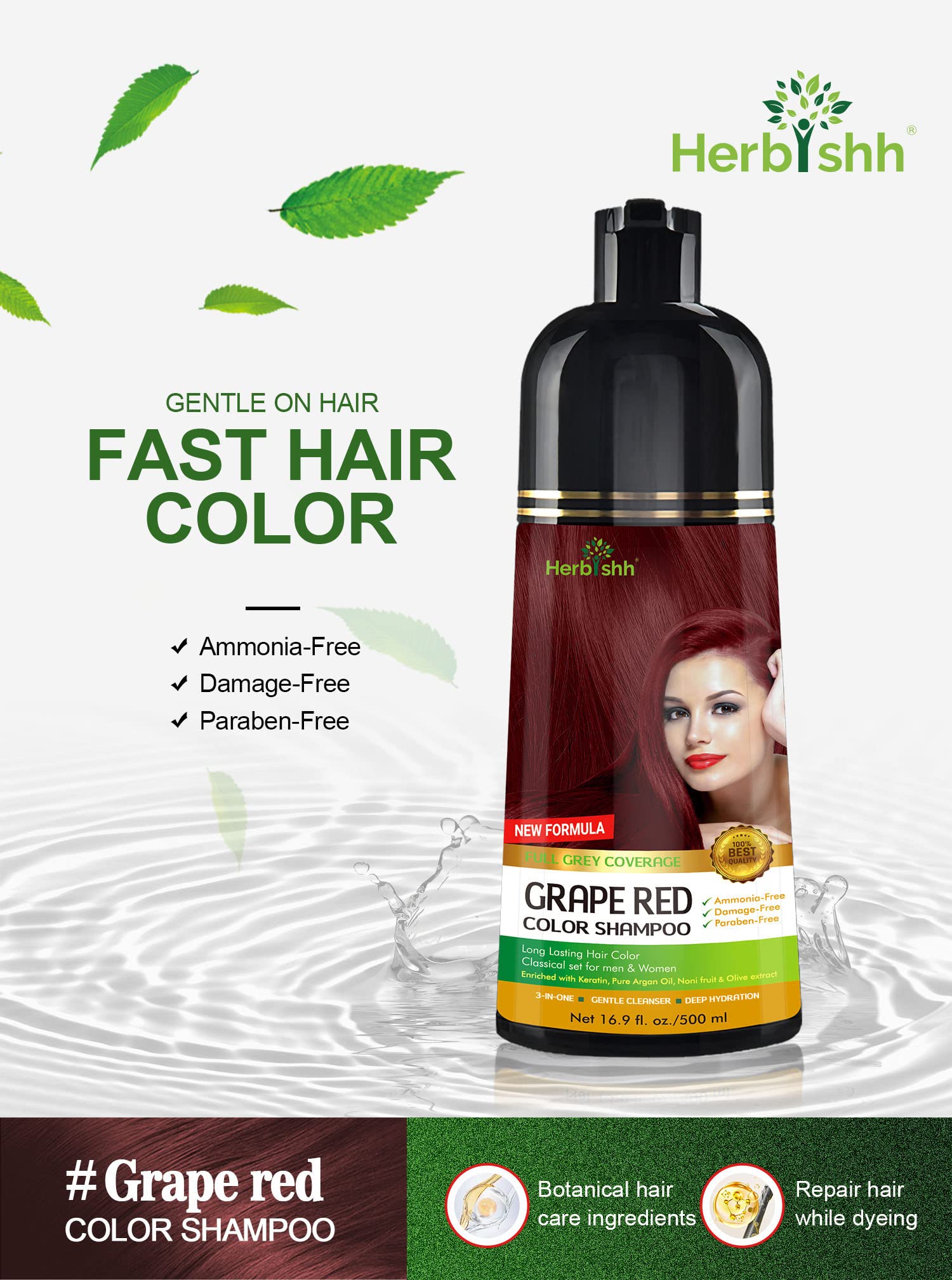  Rinçage doux et parfum neutre avec Herbishh Hair Color Shampoo