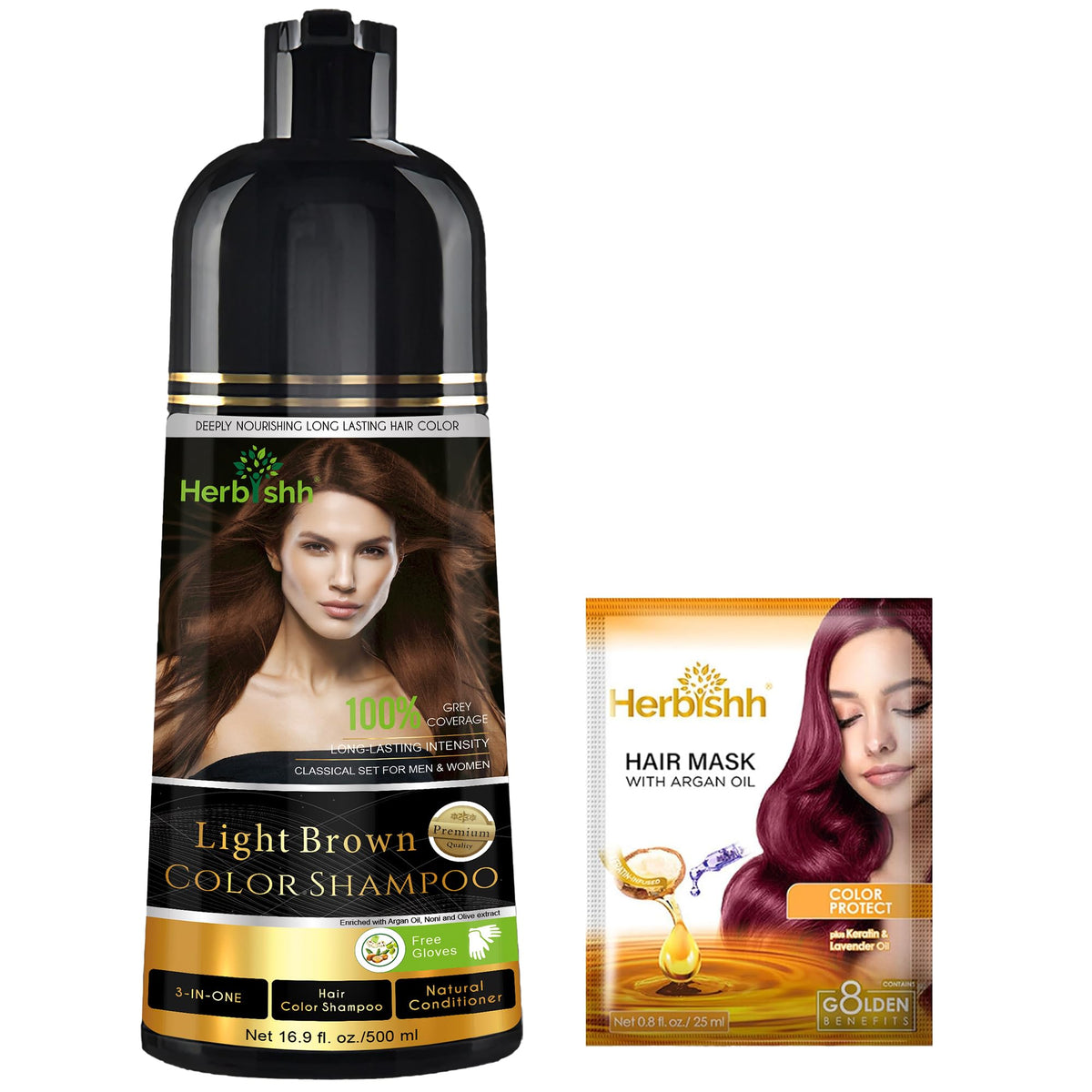 Shampooing colorant Herbishh 3-en-1 – bouteille: coloration facile et rapide à domicile.