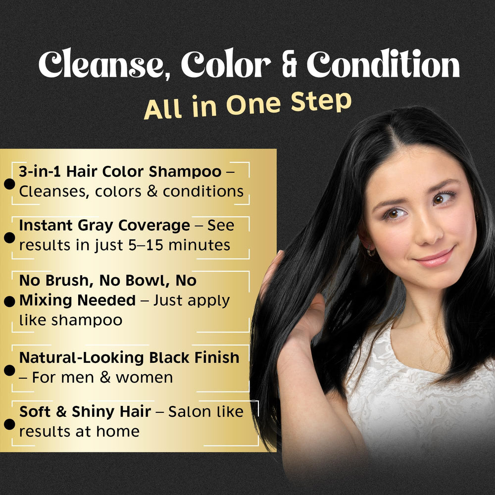 Herbishh Shampoing colorant cheveux gris, comparaison avant-après.