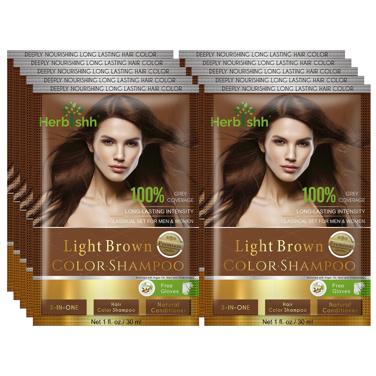 Le Shampoing colorant Herbishh couvre durablement les cheveux gris.