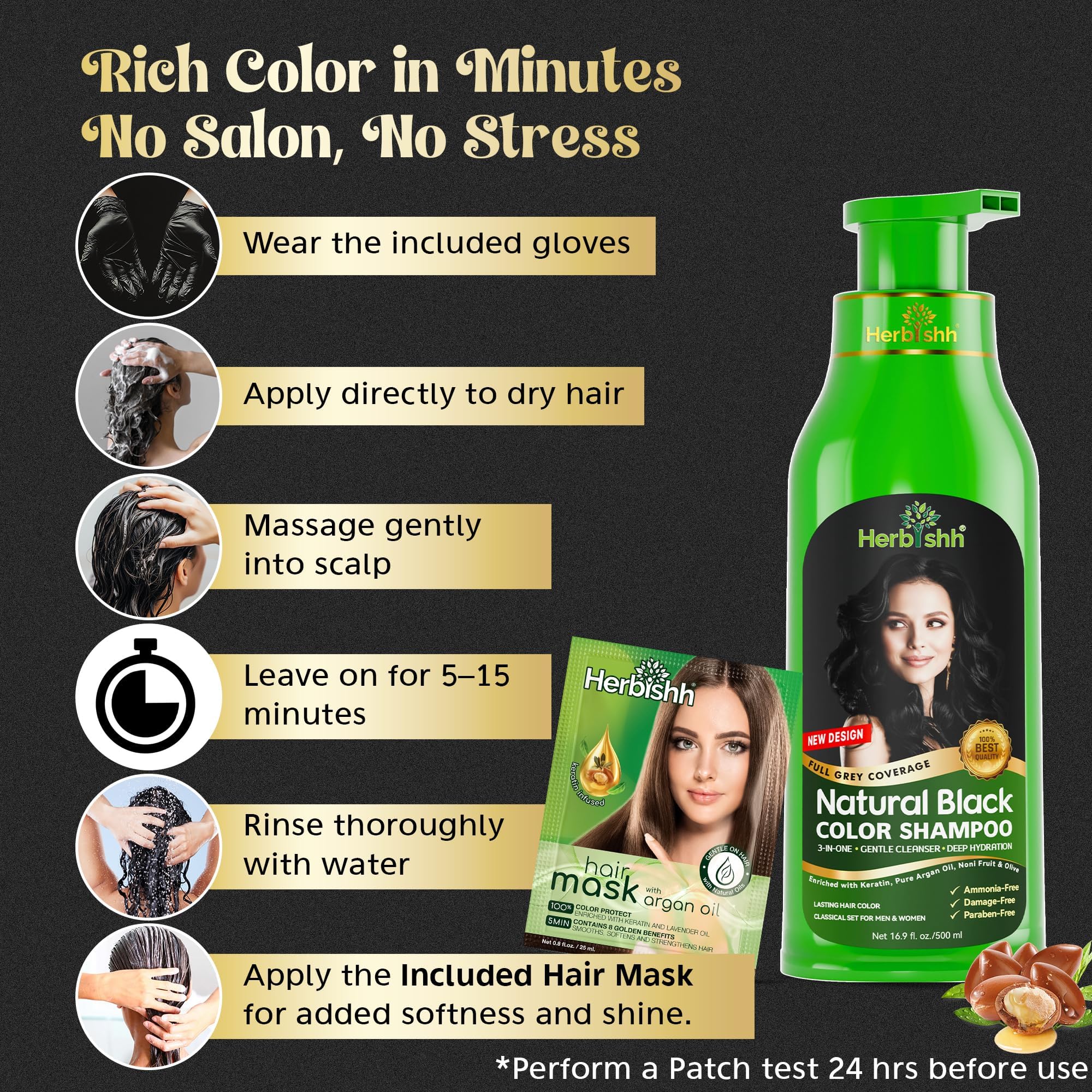 Herbishh Shampoing colorant cheveux gris, parfum neutre et expérience agréable.