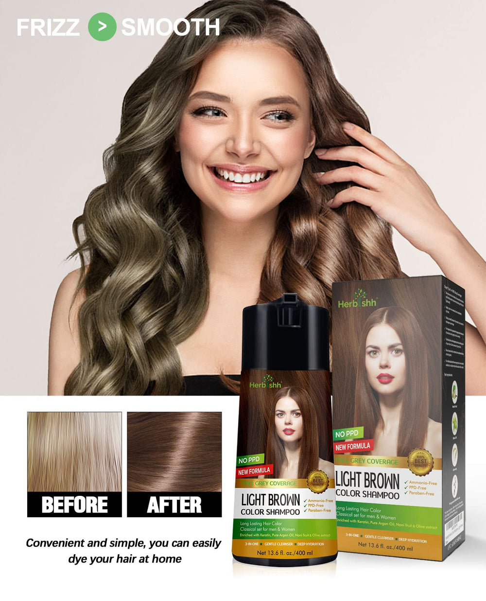Utilisation à domicile avec Herbishh pour couvrir les cheveux gris sans salon.