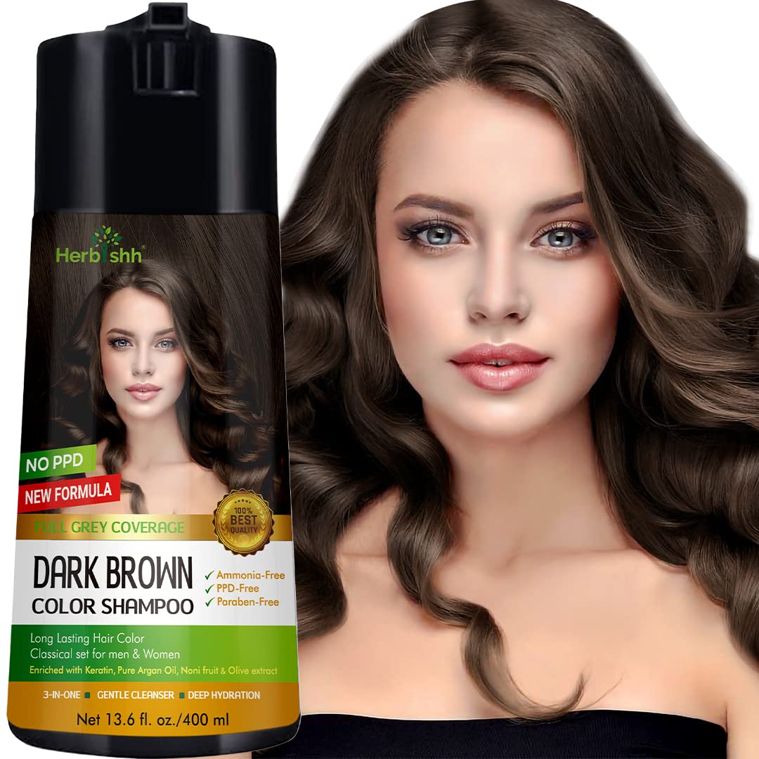 Herbishh shampoo colorant cheveux gris – bouteille élégante pour application facile.