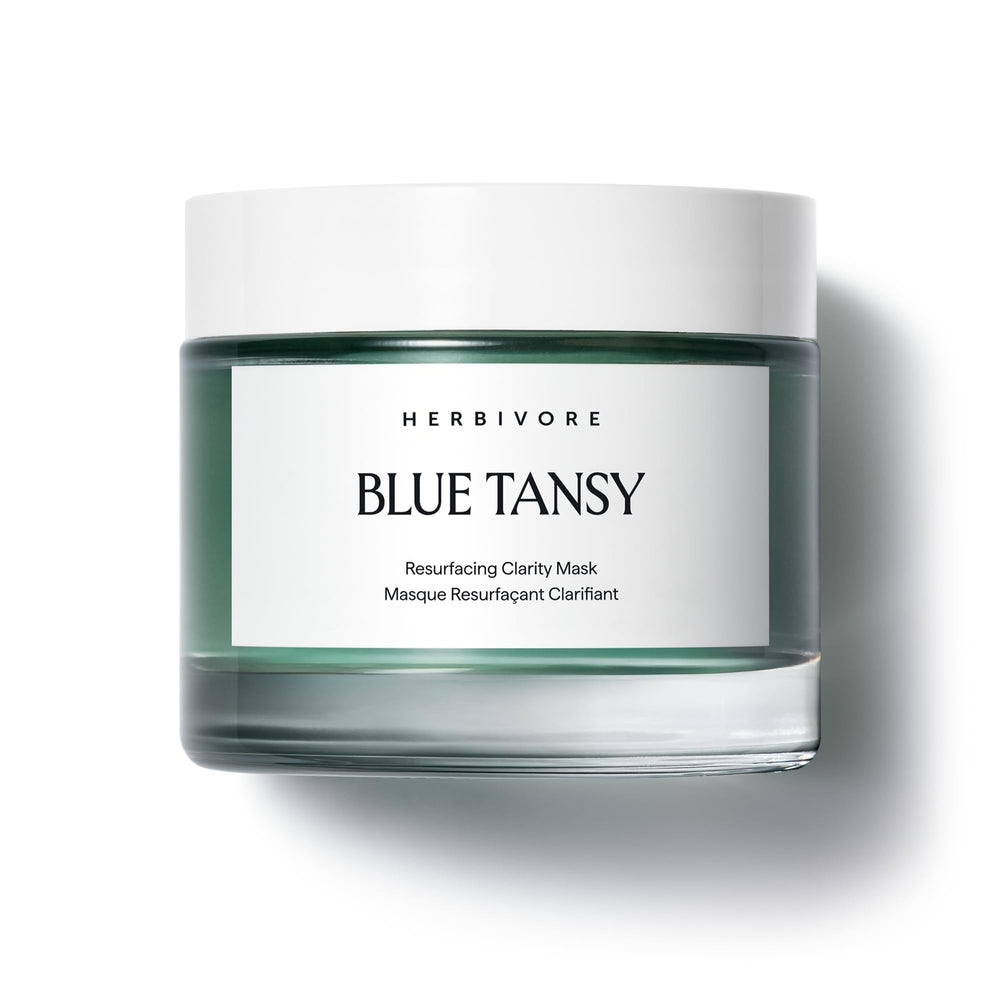 HERBIVORE masque tanaisie bleue, texture crème légère clarifie les imperfections et affine les pores.