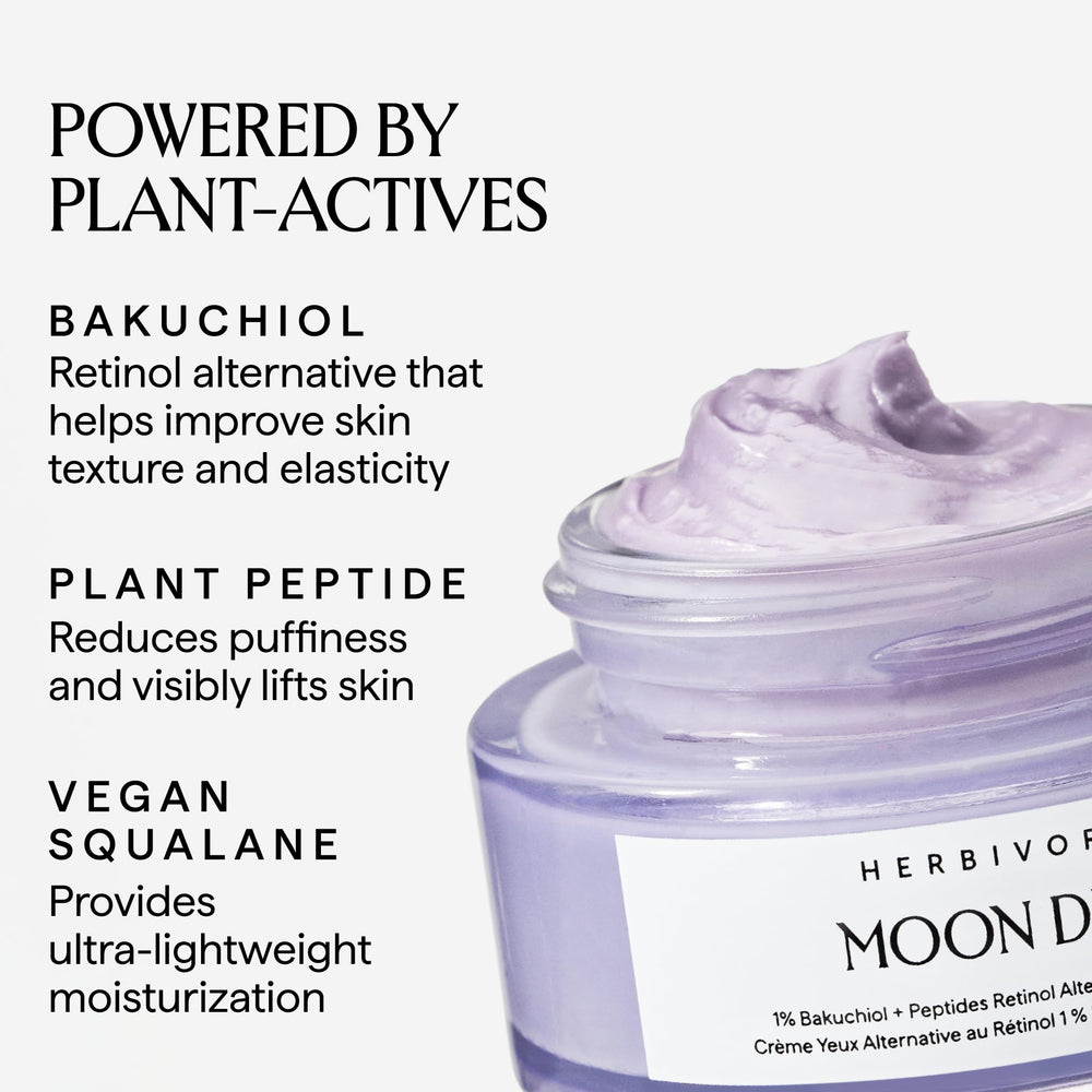 Application douce autour des yeux avec HERBIVORE Moon Dew.