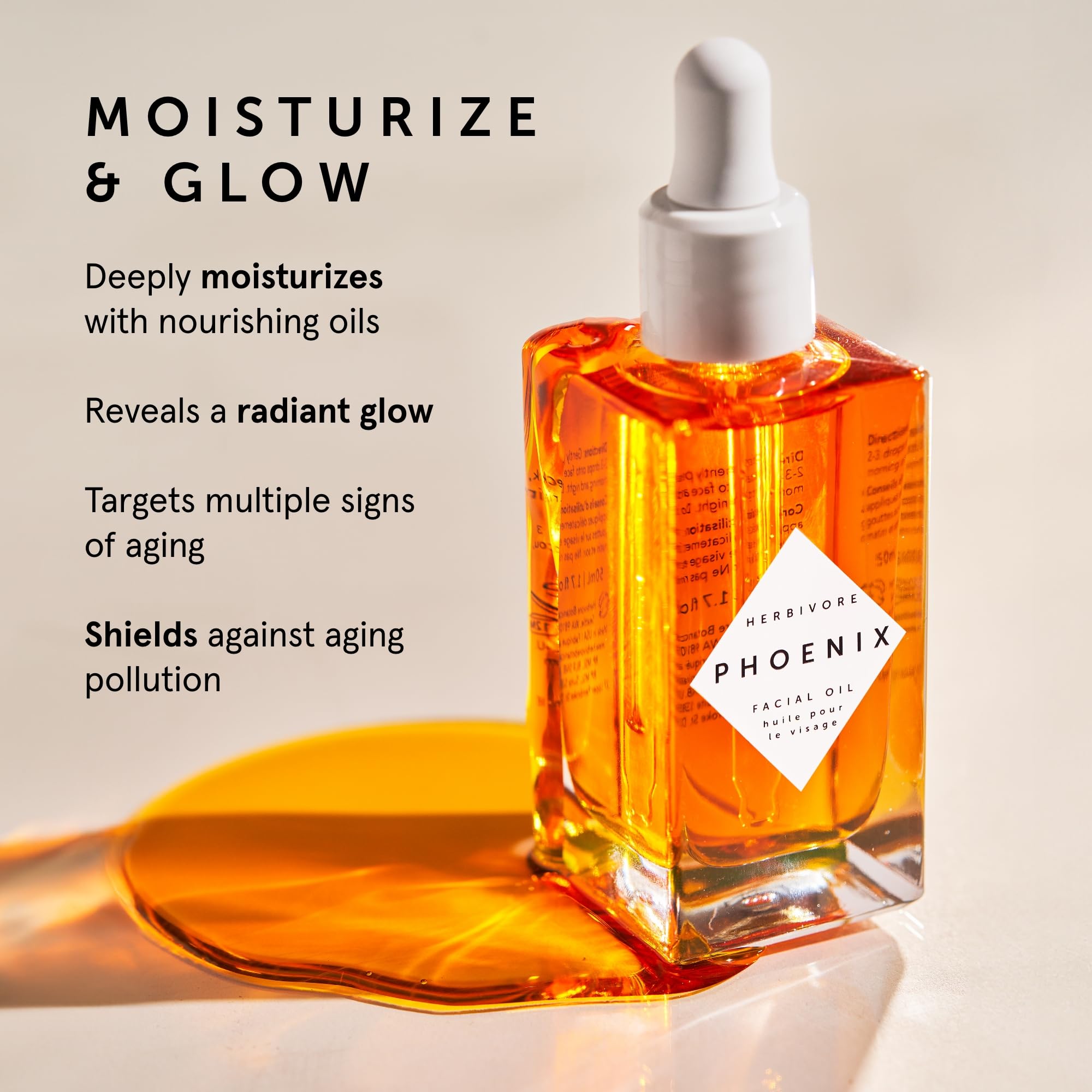 HERBIVORE Phoenix Huile – Visage CoQ10: apport antioxydant et douceur.