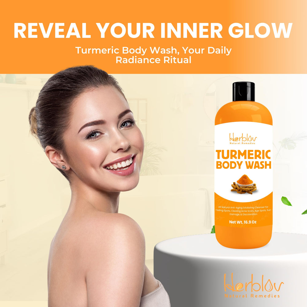 Herblov-douche-curcuma-eclat-peau : peut contribuer à un teint plus lumineux.