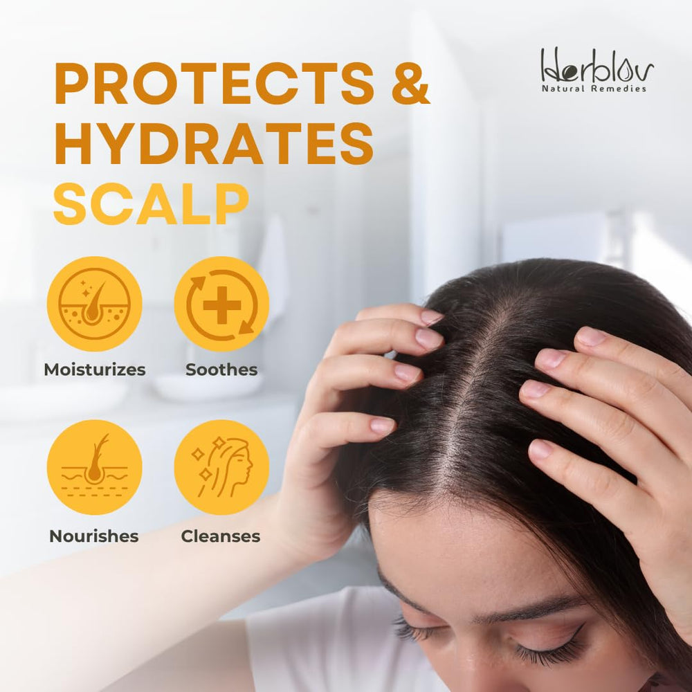 Herblov Shampoing Eczéma, avoine colloïdale, apaise les irritations du cuir chevelu.