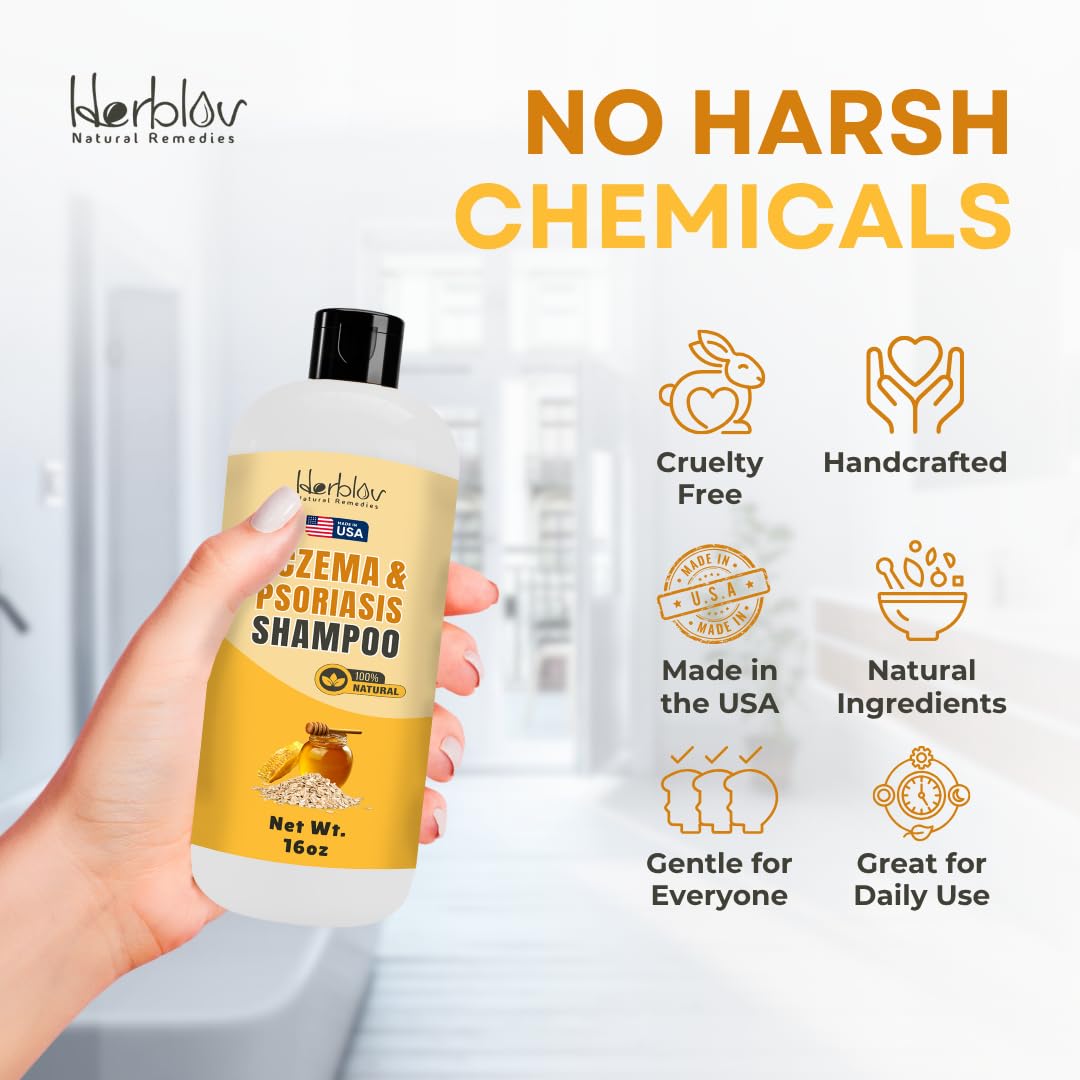 Herblov Shampoing Eczéma, calendula et aloe, soin doux pour peaux sensibles.