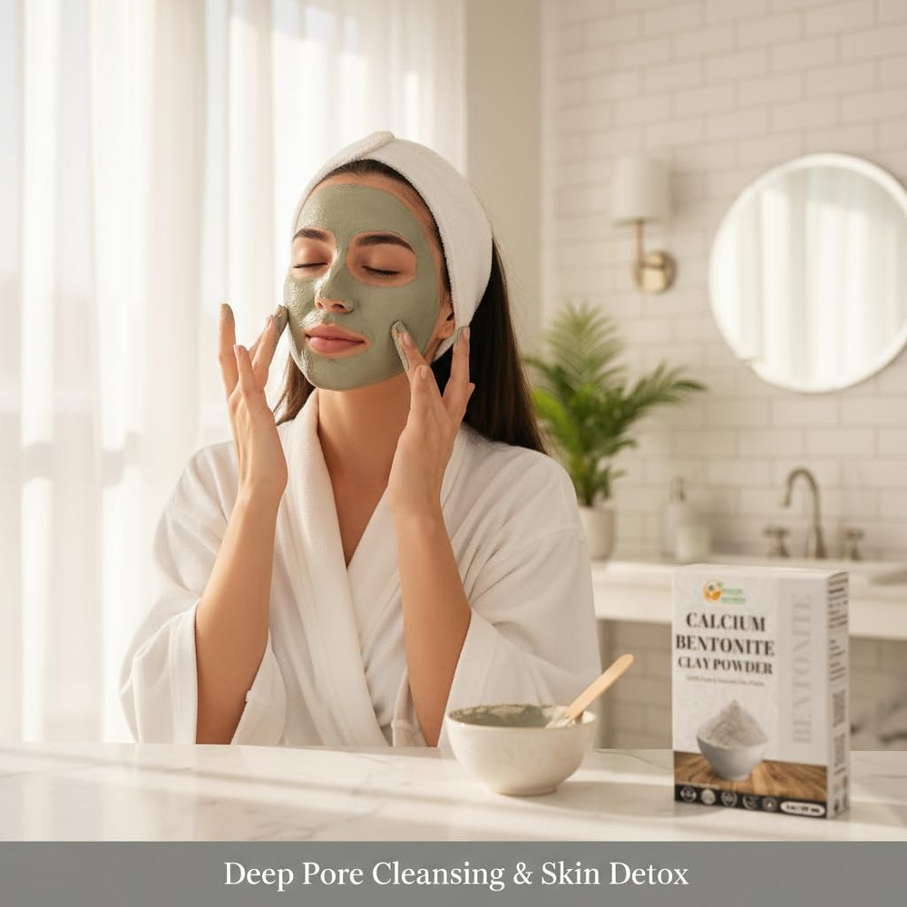 Herbes Botanica Masque Visage Argile Bentonite pour pores nets et teint éclatant.