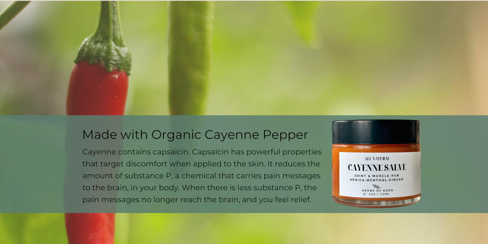 Herbs of Eden Baume Cayenne Arnica utilisation en soirée pour la routine bien-être.