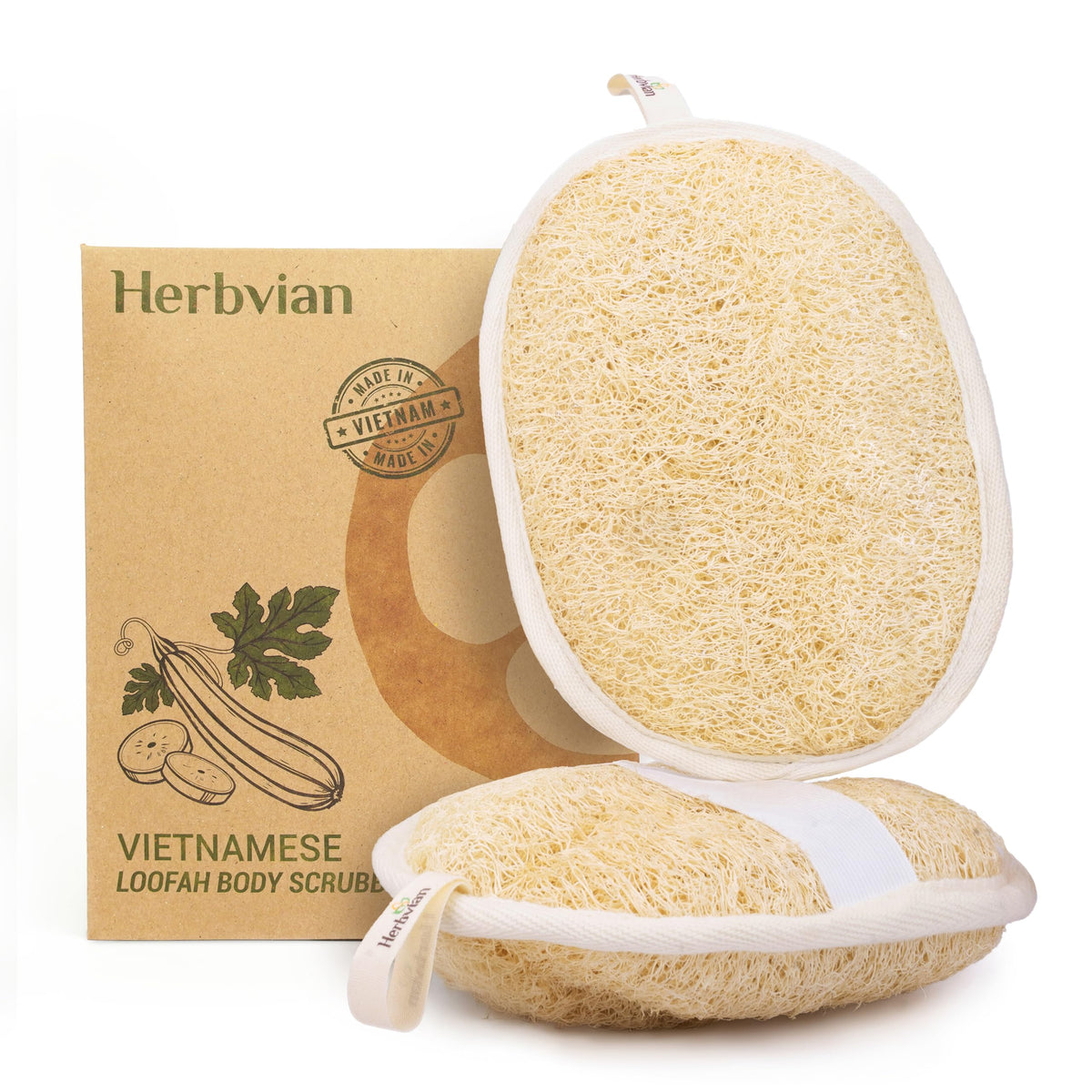 Herbvian loofah double-face pour exfolier en douceur le corps